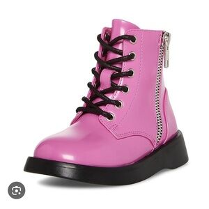 New Steve Madden Toddler Girls Figaro‎ Hot Pink Combat Boots Punk Rock